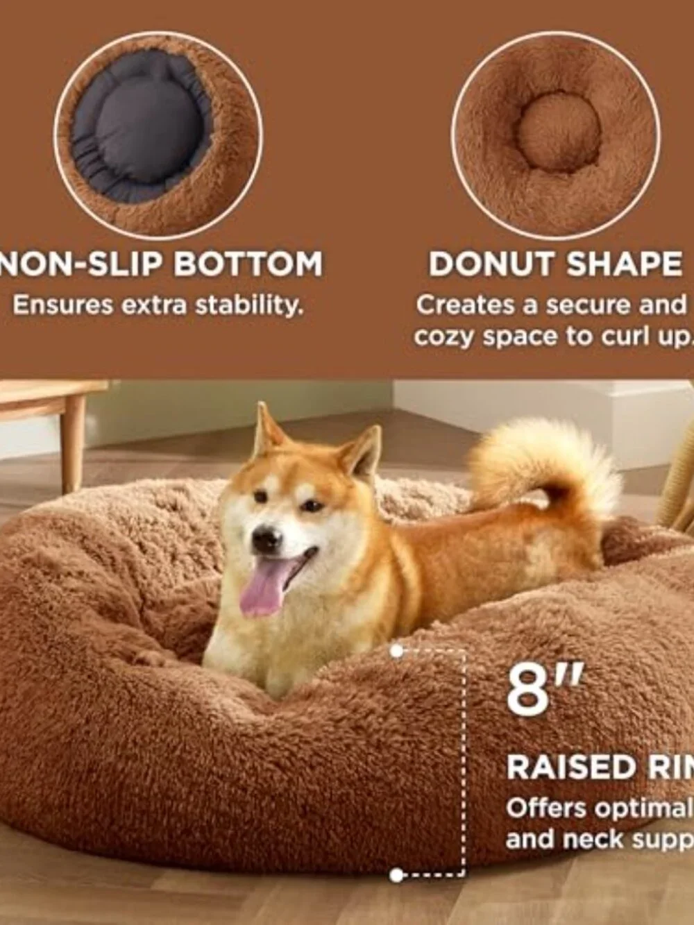 New Calming Dog Bed for Medium Dogs - Donut Washable Medium Pet Bed, 30 inches